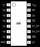 74HC595D 8-и битный сдвиговый регистр с выходным регистром-защелки и тремя состояниями SO-16