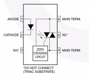 MOC3081 оптопара с симисторным выходом 800В, переключение при переходе через ноль [DIP-6]