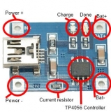 Зарядное устройство для литиевых и литиево-полимерных батарей TP4056 1A, напряжение полной зарядки 4.2В, вход Mini USB 4.5 - 5.5В