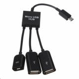 USB OTG концентратор с двумя портами USB:  microUSB (папа) - 2 USB2.0 с дополнительным питанием microUSB (мама)