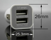 Миниатюрный двойной USB-адаптер от прикуривателя 2 х 5В 3.1А