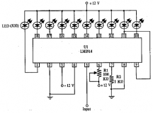 LM3914N-1, DIP18, Драйвер линейных светодиодных индикаторов