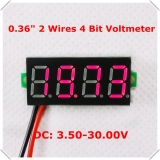 Бескорпусной электронный встраиваемый вольтметр 3,5В-30В (красный, 4 разряда) 0.36