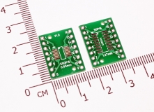 Переходник / адаптер для микросхем с корпусами SOP16 SSOP16 TSSOP16 (0.65/1.27мм) в DIP 2.54мм (двусторонняя плата)