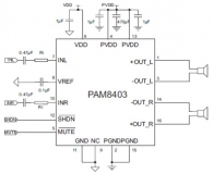 Миниатюрный стерео усилитель PAM8403 2х 3W 5В класс D rev.2