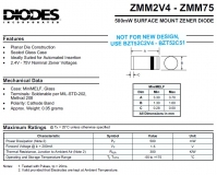 ZMM2V7, Стабилитрон 2.7В, 5%, 0.5Вт, MiniMELF