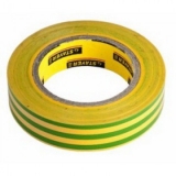 Изолента ПВХ 0.15 × 15 мм длина 10м желто-зеленая особо прочная, напряжение пробоя 6000В