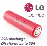 Аккумулятор LG HE2 IMR18650 3.7В 2500мАч, 8.76Wh, максимальный ток 20А, импульсный ток 35А