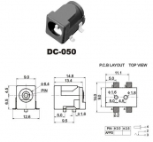 Разъем питания постоянного тока DC-050B 4-контактный разъем SMD, 5.5мм - 1.5мм, черный
