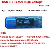 Электронный портативный OLED USB-microUSB-OTG-тестер (напряжение, ток, мощность, емкость) USB3.0, 4 разряда, QC2.0