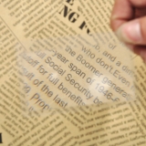 Увеличительное стекло - линза Френеля, размер визитки 85*55*0.4мм (прозрачный пластик), увеличение 3.5х