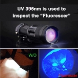 Ультрафиолетовый мощный фонарик LED CREE Q5 395-400 нм с изменяемым фокусом, 3 режима