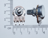 Переменный резистор 100КОм (потенциометр, короткая ручка 15 мм, диаметр 6мм)