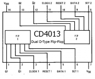 CD4013BE (КР1561ТМ2) двойной триггер