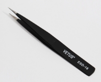 Пинцет VETUS ESD-16 круглый, острый, прямой, черный, антистатический пинцет из нержавеющей стали, 125мм