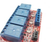 Модуль реле 4-х канальный для Arduino (с оптронной изоляцией 5В, (hight and low level trigger, реле Songle)