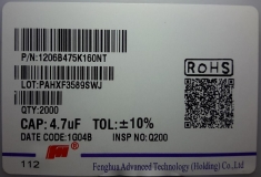 Конденсатор Fenghua c1206, 4.7мкФ ± 10% 16В X7R  1206B475K160NT