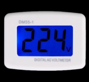 Электронный вольтметр XDM55-1, 100В-260В (300В) AC (LCD экран, синяя подсветка, переменное напряжение, EU штекер)