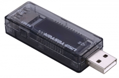 Электронный портативный USB-тестер с LCD-экраном и поддержкой QC2.0 и QC3.0 (напряжение 3.7-20 В, ток 0-3.3 А, время, емкость)