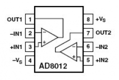 AD8012 низкопотребляющий операционный усилитель на 350МГц , MSOP-8 SOIC-8