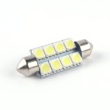 Светодиодная лампа для автомобиля, цоколь Festoon, 12В, 8 SMD светодиодов 5050, цвет белый, длина 41мм