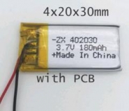 Литий-полимерный аккумулятор 3,7В  042030 402030 180mAh (устройства: Bluetooth, MP3, MP4  )