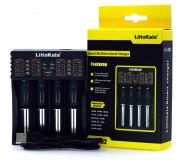 Зарядное устройство LiitoKala Lii-402 для 1-4 аккумуляторов Li-Ion, Li-Pol, LiFePo4, Ni-MH/Cd типа A, AA, AAA, 18650, 14500 и т.д. с питанием от USB