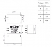 HLK-PM03 AC/DC  220В - 3.3В,  конвертер изолированный, 3,3В  0.9A, Hi-Link