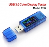 Электронный портативный USB тестер AT34 с полноцветным ЖК дисплеем (напряжение, ток, мощность, емкость, температура)