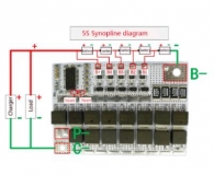 Контроллер заряда разряда PCM BMS 5S max 100А 21В для 5 Li-Ion аккумуляторов с балансиром