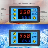 Цифровой контроллер температуры с термопарой, W3231, -55°С ~ +120°C, 110-220В, ток управления 10A, красный + синий дисплей