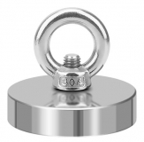 Неодимовый магнит мощный с кольцом, диаметр 36мм, грузоподъемность 20кг