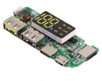 Модуль для Power Bank зарядное устройство с двойным USB 5В 2*2.4A с LED-индикацией, вход Micro/Type-C/Lightning USB 3.0-4.2В