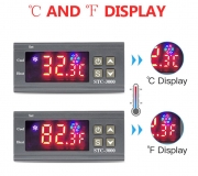 Цифровой двойной регулятор температуры с термопарой, (климат-контроль тепло/холод) STC-3000, -50 ~ +120 градусов Цельсия, 110 ~ 240В, два реле 250В 10A