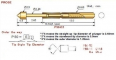 Пружинный контакт-зонд P50-E2, (16.55мм, диаметр 0.68мм / 0.90мм, давление пружины 75г)