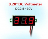 Бескорпусной электронный встраиваемый вольтметр 2,5В-30В (красный, 3 разряда) 0,28