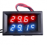 Двойной цифровой термометр -20°С +100°С два внешних NTC датчика, 4-28В, 4-х разрядный, красный+синий цвет