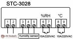 Цифровой регулятор температуры и влажности STC-3028 с датчиком, -20°C +80°C, влажность 0-100%RH, 110 ~ 240В два реле 10A