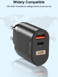 Адаптер питания - зарядное устройство AC 100-240В - DC 20 Вт USB QC3.0 + PD 5В 3А, 9В 2.23А, 12В 1.67А (для зарядки планшетов и смартфонов)