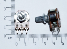 Переменный резистор 100 КОм ( двойной потенциометр, короткая ручка 15 мм, диаметр 6мм)