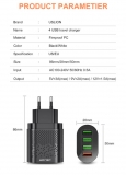 Адаптер питания - зарядное устройство AC 100-240В - 4 порта USB, 3 USB 5В 2А и порт USB QC3.0 5В 3А - 9В 2А - 12В 1.5А USLION (для зарядки планшетов и смартфонов)