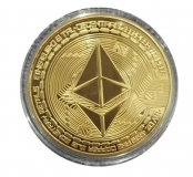 Монета сувенирная ETHEREUM (Альткоин ЭФИР) в коробочке, диаметр 40мм, цвет золотой.