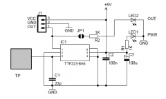 TTP223-BA6 (маркировка 223EB) микросхема сенсорного выключателя, SOT23-6L