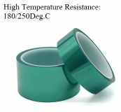Высокотемпературная полиимидная клейкая лента 3мм х 33м зеленая