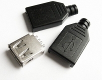 Разъем USB на кабель (мама) черный