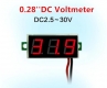 Бескорпусной электронный встраиваемый вольтметр 2,5В-30В (зеленый, 3 разряда) 0,28